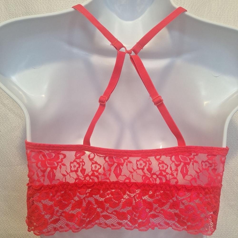 Pink and Blue Bandeau Set with Lace Trim. Large - Picture 4 of 7